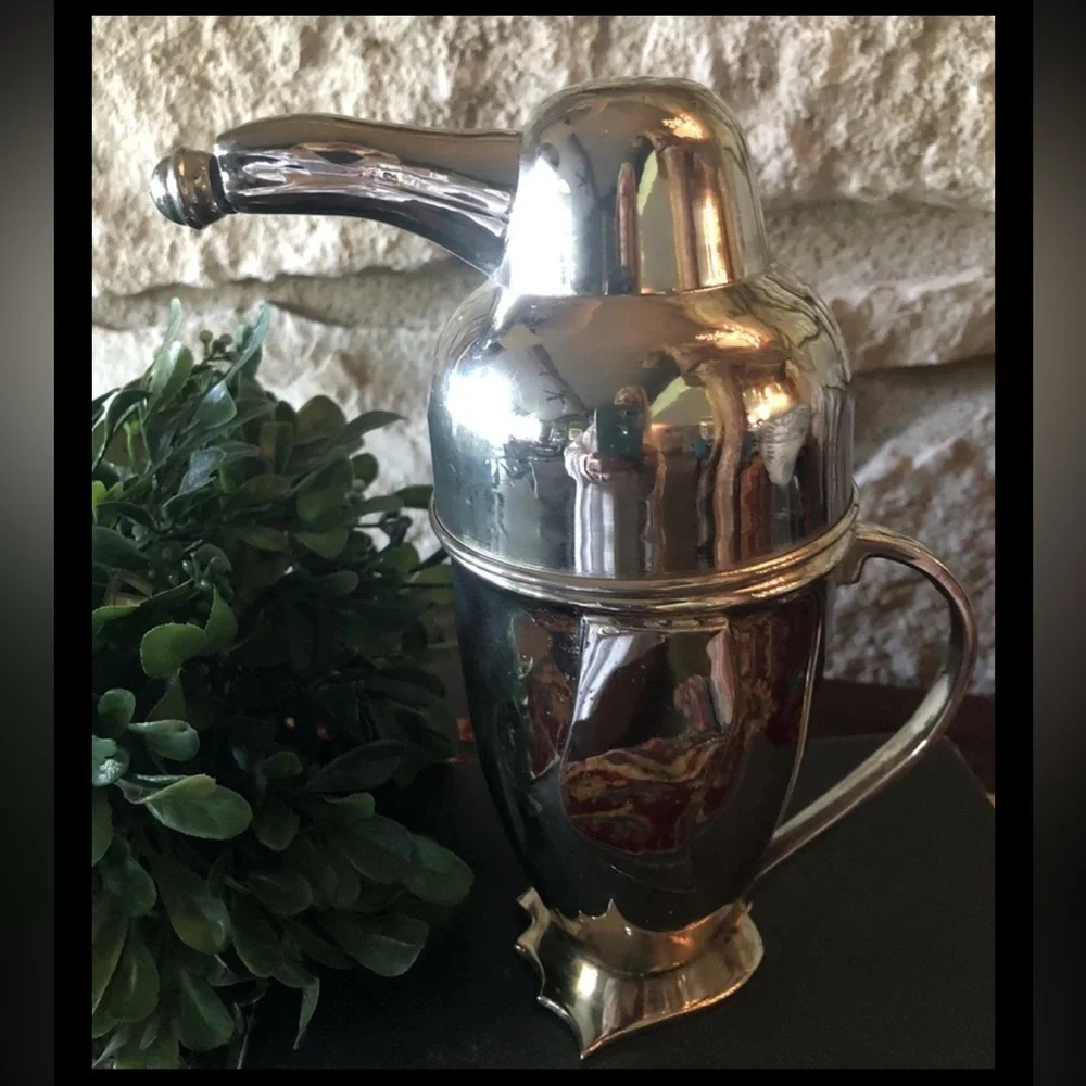 Vintage 1990s Art Deco Penguin Cocktail Shaker Restoration Hardware Stainless 8